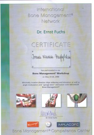 Certyfikaty dr Ireny Przybylskiej - 2003